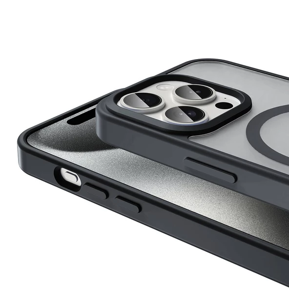 Apple iPhone 15 Pro Max Kılıf Magsafe Şarj Özellikli Mat Arka Yüzey Zore Sio Kapak - Resim 7