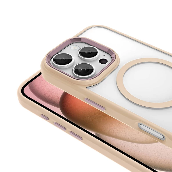 Apple iPhone 16 Pro Max Kılıf Wireless Şarj Özellikli Zore Krom Magsafe Silikon Kapak - Resim 10