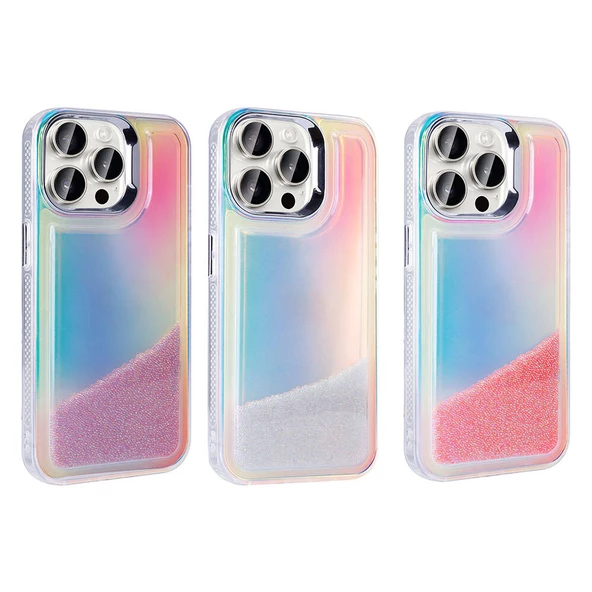 Apple iPhone 15 Pro Kılıf Airbagli Renkli Arka Yüzey Boncuk Tasarımlı Zore Kumul Kapak - Resim 5