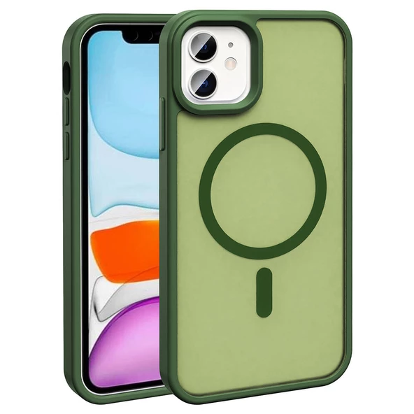 Apple iPhone 11 Kılıf Magsafe Şarj Özellikli Mat Arka Yüzey Zore Sio Kapak - Resim 4