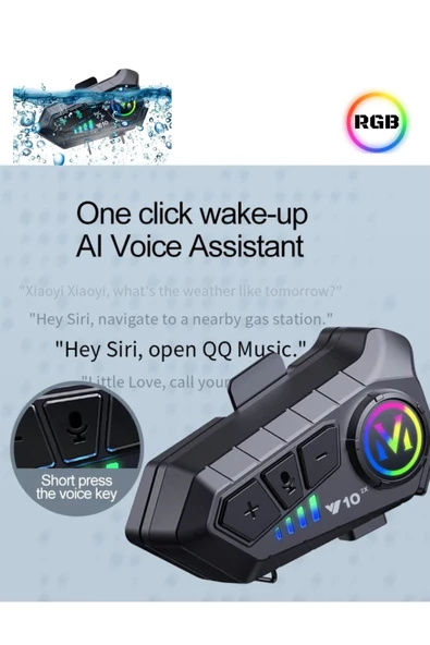 2 Eşleşmeli Kask Intercom Kulaklık Y10 2X Su Geçirmez 300 Mt Bluetooth Motosiklet Kulaklık - 4