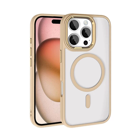 Apple iPhone 16 Pro Max Kılıf Wireless Şarj Özellikli Zore Krom Magsafe Silikon Kapak - Resim 2