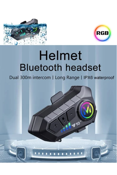 2 Eşleşmeli Kask Intercom Kulaklık Y10 2X Su Geçirmez 300 Mt Bluetooth Motosiklet Kulaklık - 2