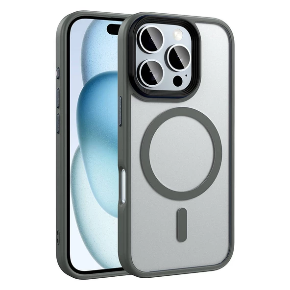 Apple iPhone 16 Pro Max Kılıf Mat Arka Yüzey Wireless Şarj Özellikli Zore Flet Magsafe Kapak - Resim 2