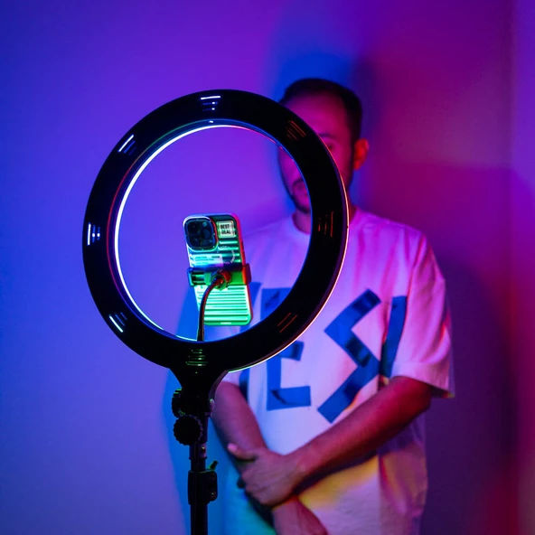 Zore MJ38 RGB 25W Ring Light Canlı Yayın 38cm USB'li ve Telefon Stand - 5