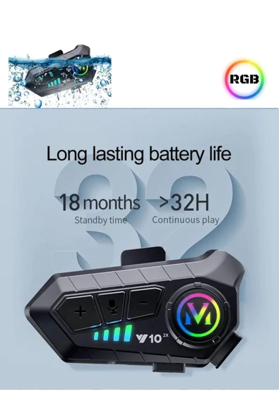 2 Eşleşmeli Kask Intercom Kulaklık Y10 2X Su Geçirmez 300 Mt Bluetooth Motosiklet Kulaklık - 5