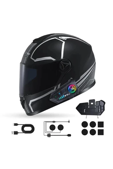 2 Eşleşmeli Kask Intercom Kulaklık Y10 2X Su Geçirmez 300 Mt Bluetooth Motosiklet Kulaklık - 3