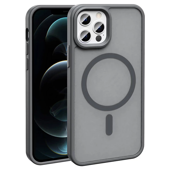 Apple iPhone 12 Pro Kılıf Magsafe Şarj Özellikli Mat Arka Yüzey Zore Sio Kapak - Resim 6