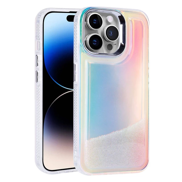 Apple iPhone 14 Pro Max Kılıf Airbagli Renkli Arka Yüzey Boncuk Tasarımlı Zore Kumul Kapak - Resim 3