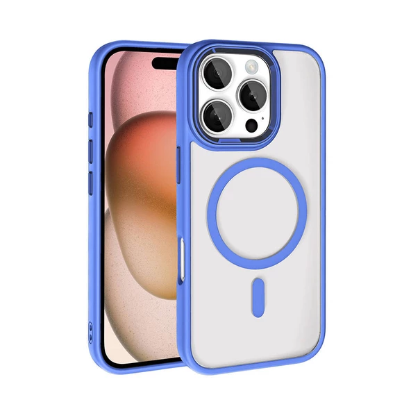 Apple iPhone 16 Pro Kılıf Wireless Şarj Özellikli Zore Krom Magsafe Silikon Kapak - Resim 7