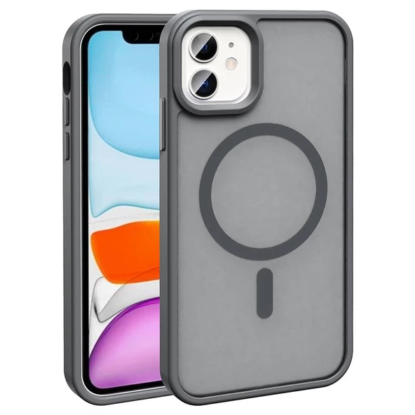 Apple iPhone 11 Kılıf Magsafe Şarj Özellikli Mat Arka Yüzey Zore Sio Kapak - Resim 3