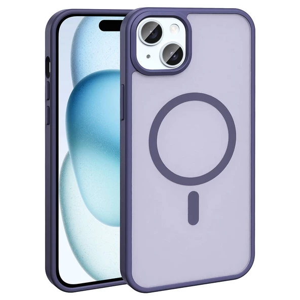 Apple iPhone 14 Kılıf Magsafe Şarj Özellikli Mat Arka Yüzey Zore Sio Kapak - Resim 3