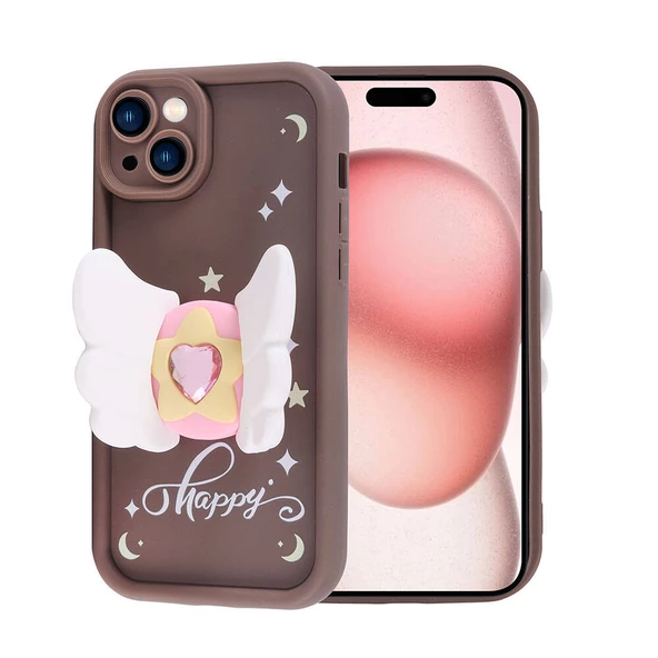 Apple iPhone 15 Kılıf Kamera Korumalı Figür Tasarımlı Zore Kapya Kapak - Resim 7