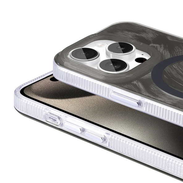 Apple iPhone 15 Pro Max Kılıf Magsafe Şarj Özellikli Fırça Boya Desenli Zore Palet Kapak - Resim 7