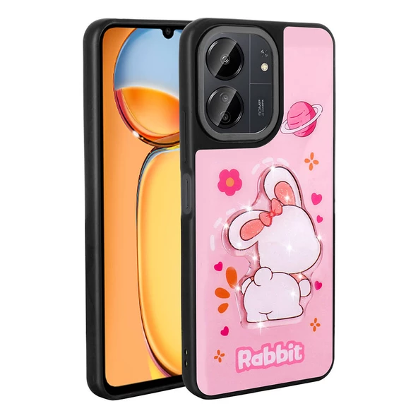 Xiaomi Poco C65 Kılıf Parlayan Kabartmalı İkonik Figürlü Zore Amas Silikon Kapak