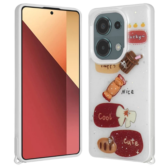 Xiaomi Poco M6 Pro 4G Kılıf Parlayan Simli Kabartma Figürlü Zore Cevze Kapak - 3