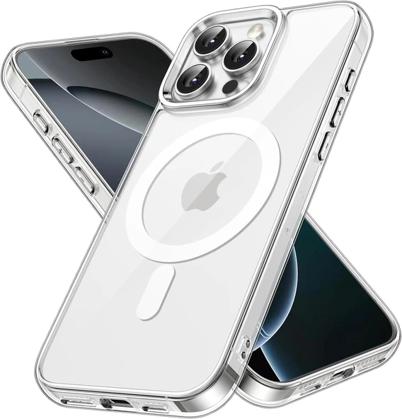 Apple iPhone 16 Pro Max Şeffaf Kılıf: Magsafe Uyumlu G-Glass Arkası Cam Kapak