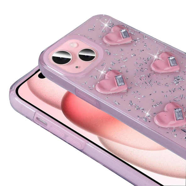 Apple iPhone 13 Kılıf Airbagli Simli Arka Yüzey Zore Işıltı Silikon Kapak - Resim 12