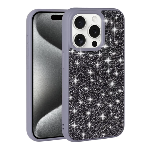 Apple iPhone 15 Pro Kılıf Parlak Taşlı Tasarım Zore Pırlanta Kapak - Resim 10