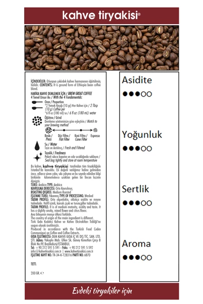 Etiyopya Filtre Kahve (SİNGLE ORİGİN) 200 gr - 3