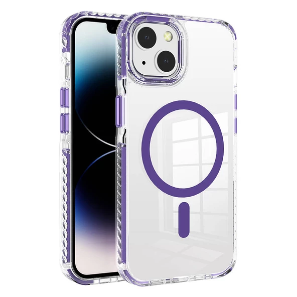 Apple iPhone 14 Kılıf Magsafe Şarj Özellikli Airbagli Takılabilir Askı Aparatlı Zore Nana Kapak - Resim 3