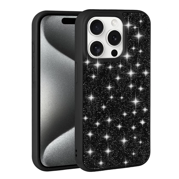 Apple iPhone 15 Pro Kılıf Parlak Taşlı Tasarım Zore Pırlanta Kapak - Resim 8