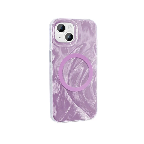 Apple iPhone 14 Plus Kılıf Magsafe Şarj Özellikli Fırça Boya Desenli Zore Palet Kapak ürün görseli