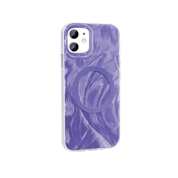 Apple iPhone 11 Kılıf Magsafe Şarj Özellikli Fırça Boya Desenli Zore Palet Kapak - Resim 2