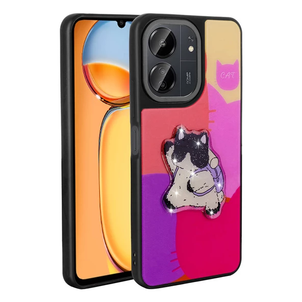 Xiaomi Poco C65 Kılıf Parlayan Kabartmalı İkonik Figürlü Zore Amas Silikon Kapak - 3