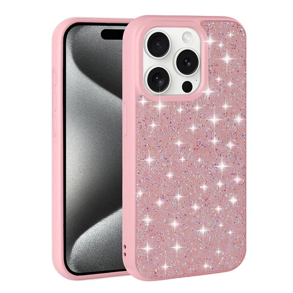 Apple iPhone 15 Pro Kılıf Parlak Taşlı Tasarım Zore Pırlanta Kapak - Resim 6