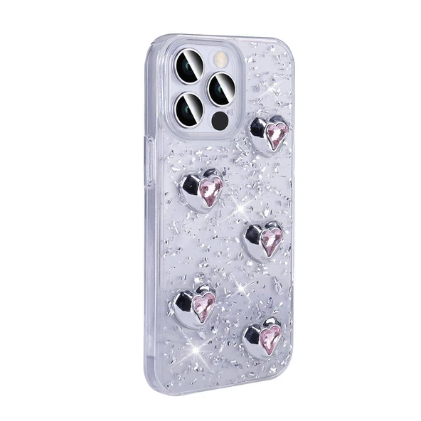 Apple iPhone 14 Pro Max Kılıf Airbagli Simli Arka Yüzey Zore Işıltı Silikon Kapak - Resim 7