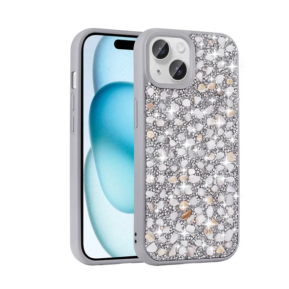 Apple iPhone 15 Plus Kılıf Parlak Taşlı Tasarım Zore Linea Kapak - 3