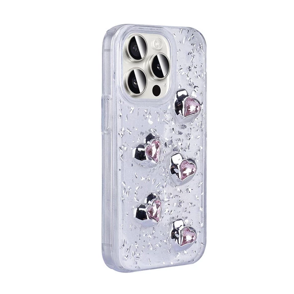 Apple iPhone 15 Pro Max Kılıf Airbagli Simli Arka Yüzey Zore Işıltı Silikon Kapak - Resim 7