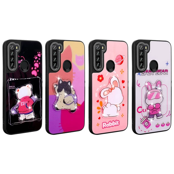 Xiaomi Redmi Note 8 Kılıf Parlayan Kabartmalı İkonik Figürlü Zore Amas Silikon Kapak - 7