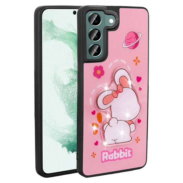 Galaxy S22 Kılıf Parlayan Kabartmalı İkonik Figürlü Zore Amas Silikon Kapak - Resim 5