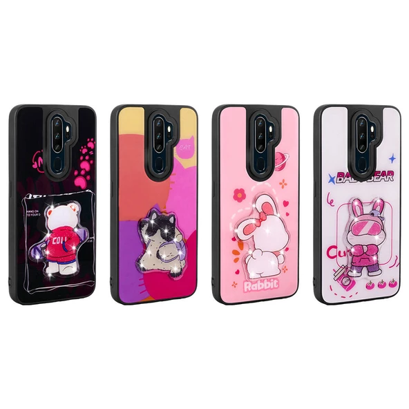 Oppo A9 2020 Kılıf Parlayan Kabartmalı İkonik Figürlü Zore Amas Silikon Kapak - 11