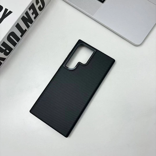 Galaxy S24 Ultra Kılıf Magsafe Şarj Özellikli Karbon Fiber Görünümlü Zore Troy Kapak - Resim 10