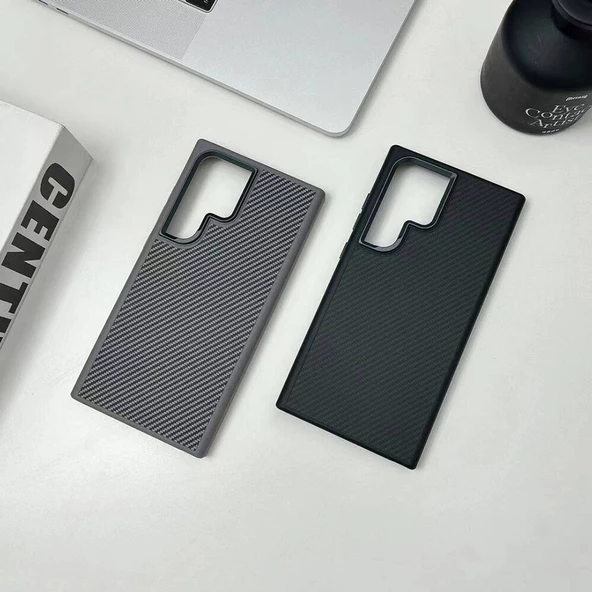 Galaxy S24 Ultra Kılıf Magsafe Şarj Özellikli Karbon Fiber Görünümlü Zore Troy Kapak - Resim 5
