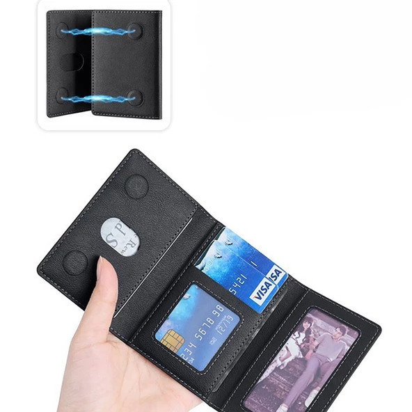 Zore CRD-04 Suni Deri Görünümlü 5 Hazneli Magnetik Kartlık - Resim 4