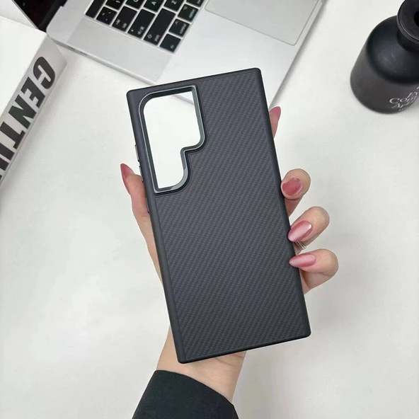 Galaxy S24 Ultra Kılıf Magsafe Şarj Özellikli Karbon Fiber Görünümlü Zore Troy Kapak - Resim 9