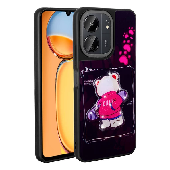 Xiaomi Redmi 13C Kılıf Parlayan Kabartmalı İkonik Figürlü Zore Amas Silikon Kapak - 4