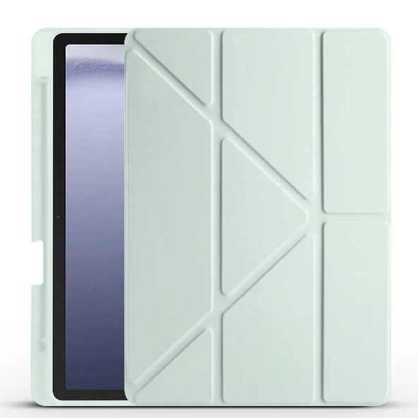 Galaxy Tab A9 Plus Kılıf Zore Tri Folding Kalem Bölmeli Standlı Kılıf - Resim 4