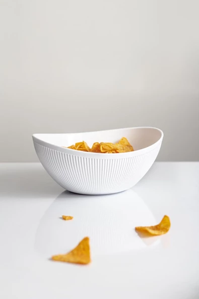 Akrilik Barok Beyaz Orta Boy Oval Meyve & Salata Kasesi & Karıştırma Kabı / 1,6 Lt  (CAM DEĞİLDİR) - 4