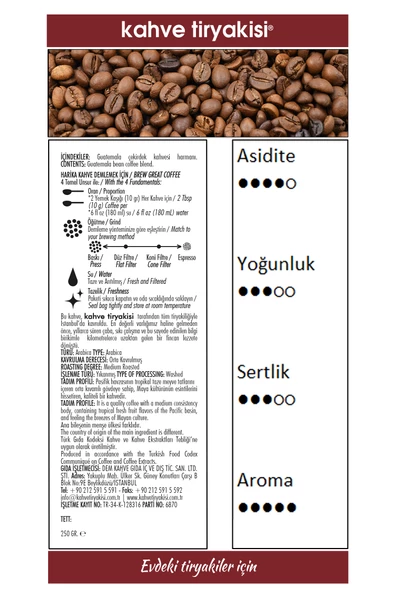 Guatemala Çekirdek Kahve (Single Origin) 250 gr - 3