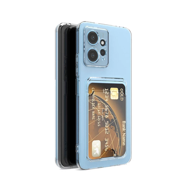 Xiaomi Redmi Note 12 5G Kılıf Kartlıklı Şeffaf Zore Setra Clear Silikon Kapak - Resim 4
