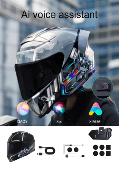 2 Eşleşmeli Kask Intercom Kulaklık Y20 Max 2x Su Geçirmez Bluetooth 5.3 Motosiklet Kulaklık - 4