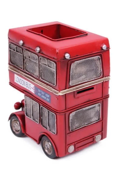 Dekoratif Metal Londra Şehir Otobüsü Kalemlik 20 cm - Resim 10