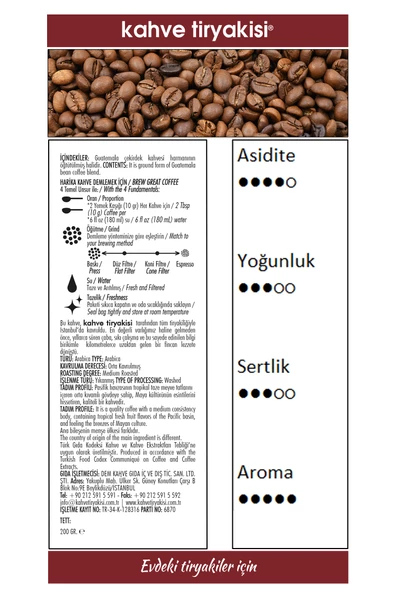 Guatemala Çekirdek Kahve (Single Origin) 200 gr - 3