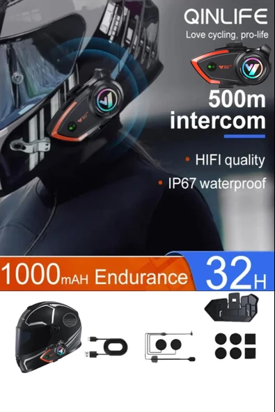 2X Kask Intercom Kulaklık Y80 2X Su Geçirmez 500 Mt Bluetooth Motosiklet Intercom Kulaklık - 3