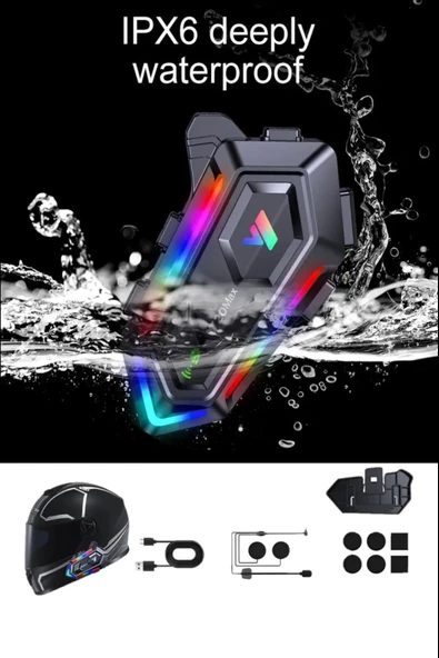 2 Eşleşmeli Kask Intercom Kulaklık Y20 Max 2x Su Geçirmez Bluetooth 5.3 Motosiklet Kulaklık - 6
